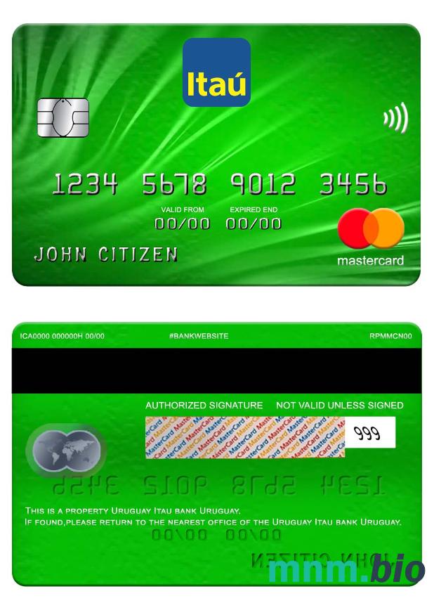 Uruguay Itau bank przykład karty mastercard w formacie PSD
